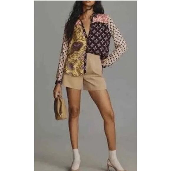 New Maeve x Anthropologie PAZ Button Down 1X Multicolored Floral Abstract Blouse - Picture 2 of 12